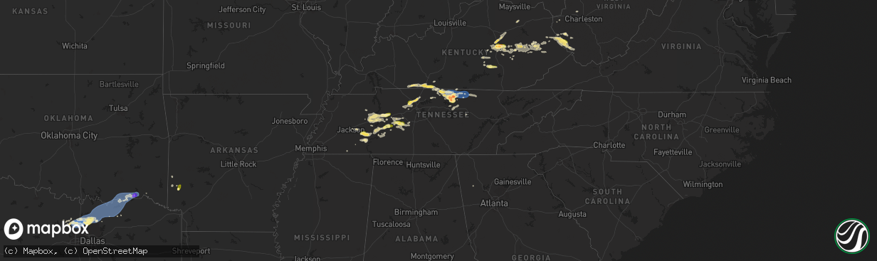 Hail map in Tennessee on September 5, 2025