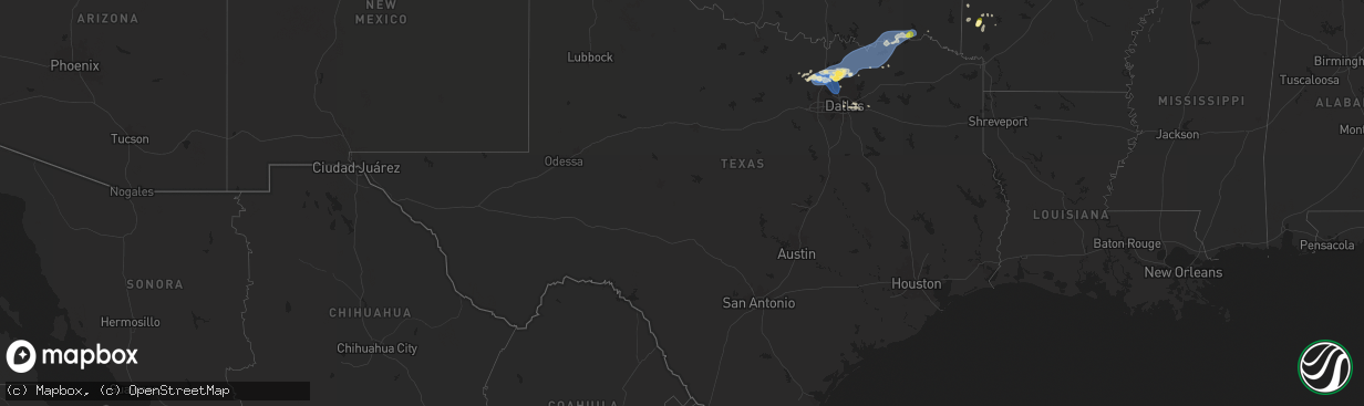 Hail map in Texas on September 5, 2025