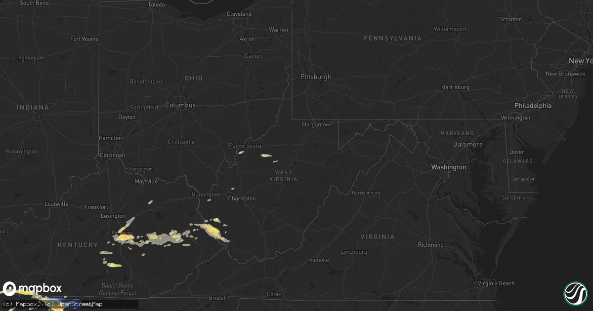 Hail map in West Virginia on September 5, 2025