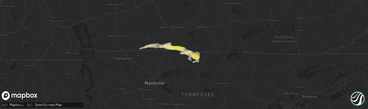 Hail map in Westmoreland, TN on September 5, 2025