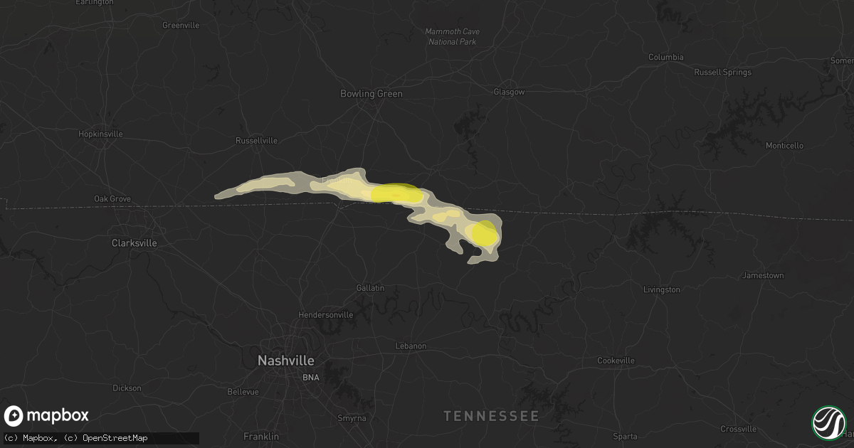 Hail map in Westmoreland, TN on September 5, 2025