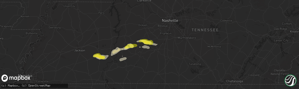 Hail map in Williamsport, TN on September 5, 2025