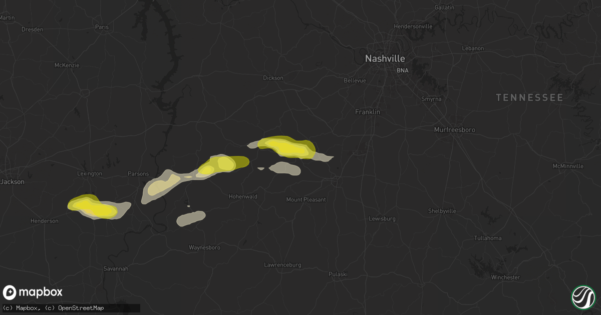 Hail map in Williamsport, TN on September 5, 2025
