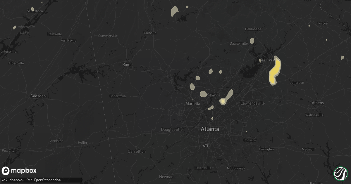 Hail map in Acworth, GA on September 5, 2026
