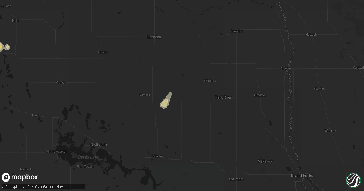 Hail map in Adams, ND on September 5, 2026