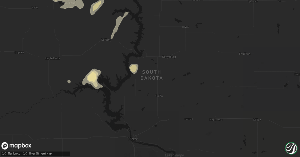 Hail map in Agar, SD on September 5, 2026