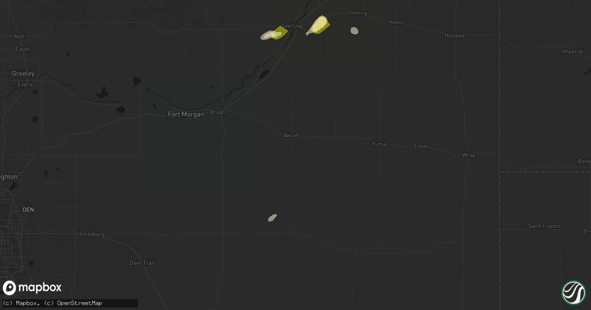 Hail map in Akron, CO on September 5, 2026