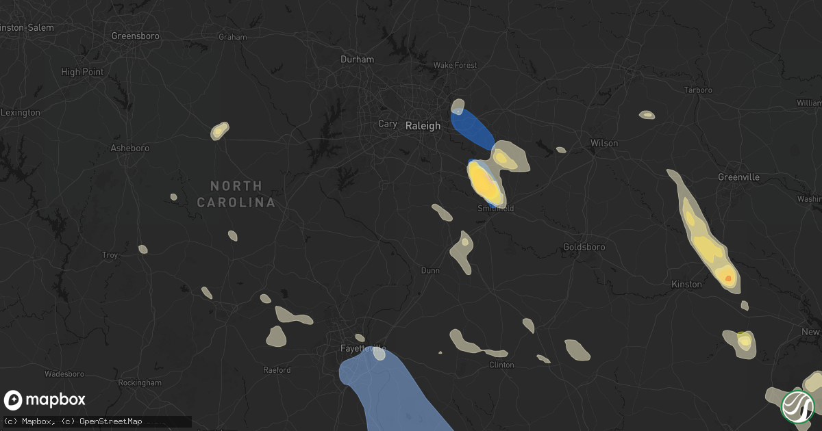 Hail map in Angier, NC on September 5, 2026