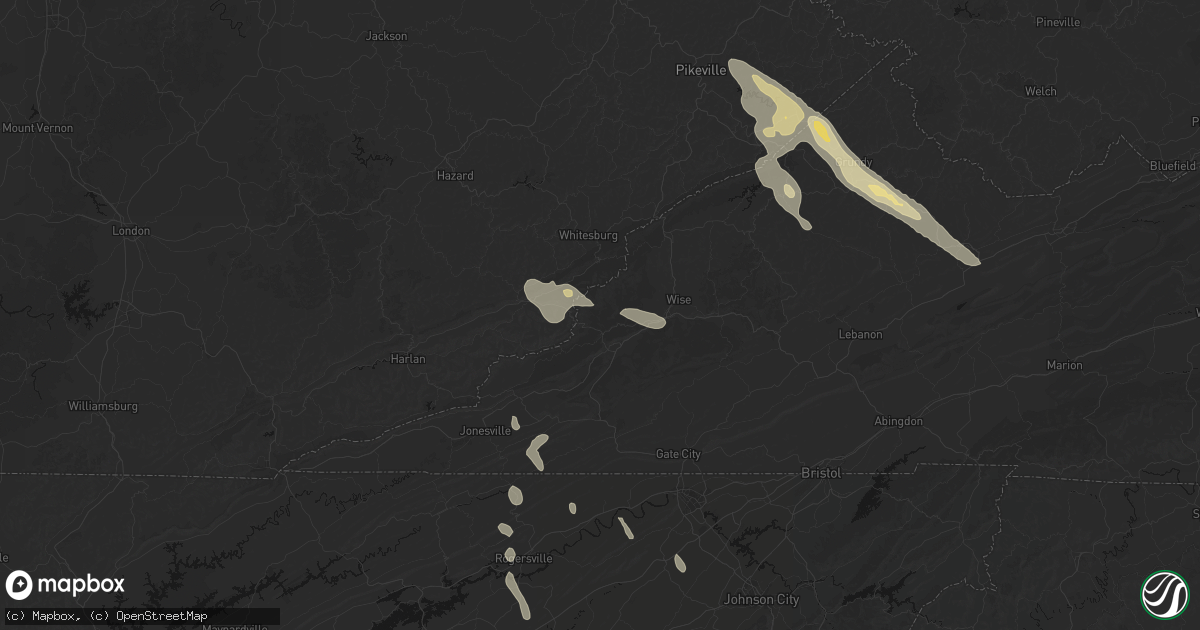 Hail map in Appalachia, VA on September 5, 2026