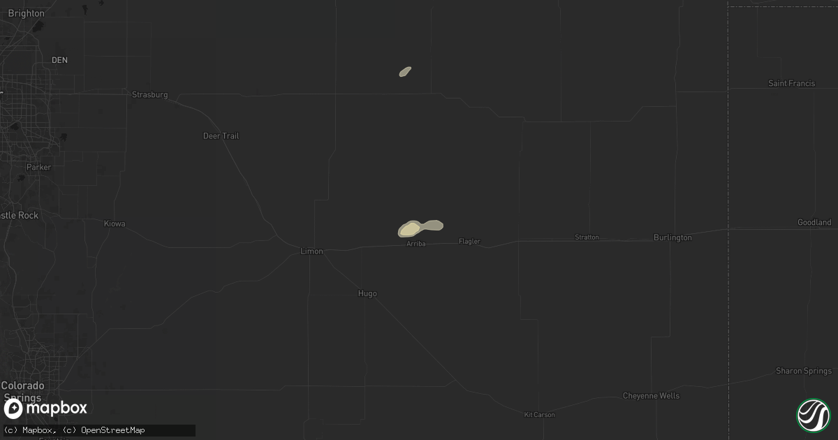 Hail map in Arriba, CO on September 5, 2026