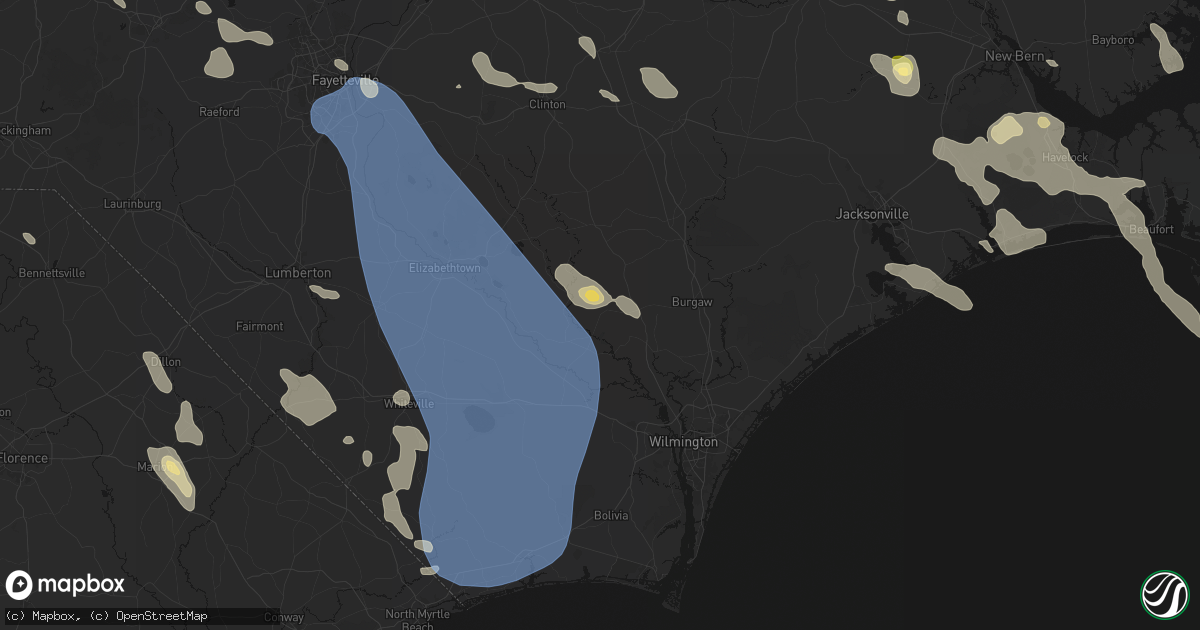 Hail map in Atkinson, NC on September 5, 2026