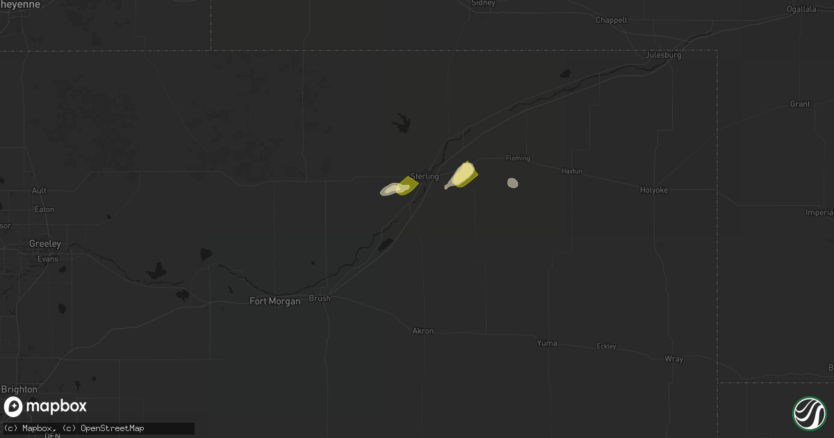 Hail map in Atwood, CO on September 5, 2026