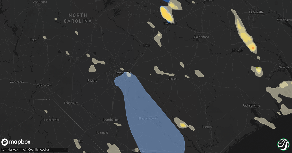 Hail map in Autryville, NC on September 5, 2026