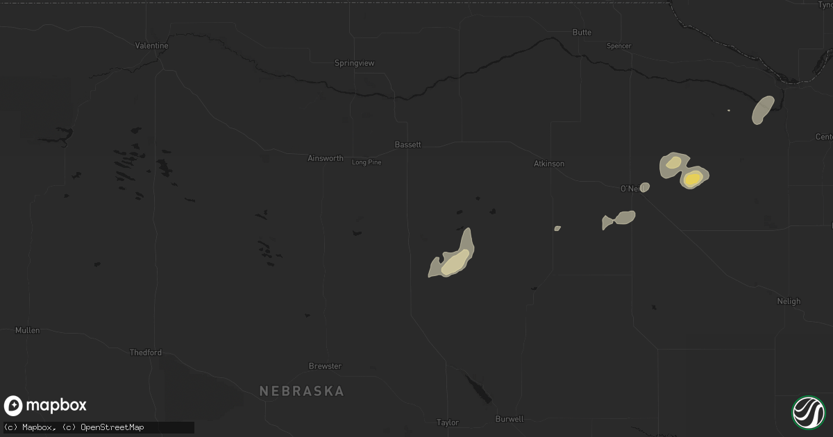 Hail map in Bassett, NE on September 5, 2026