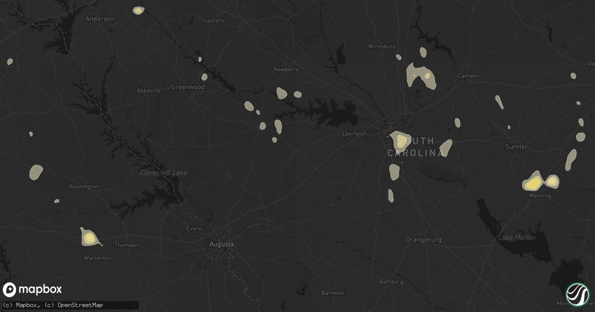 Hail map in Batesburg, SC on September 5, 2026