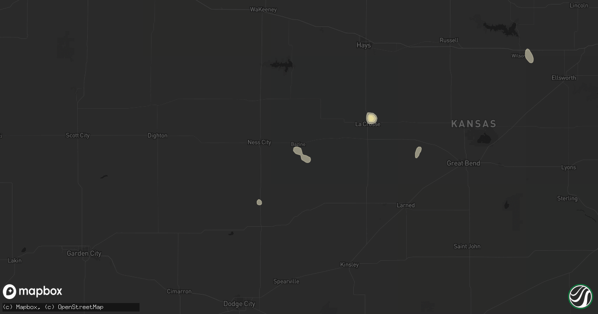 Hail map in Bazine, KS on September 5, 2026