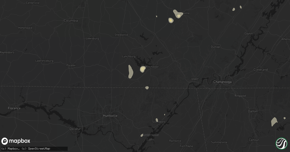 Hail map in Belvidere, TN on September 5, 2026