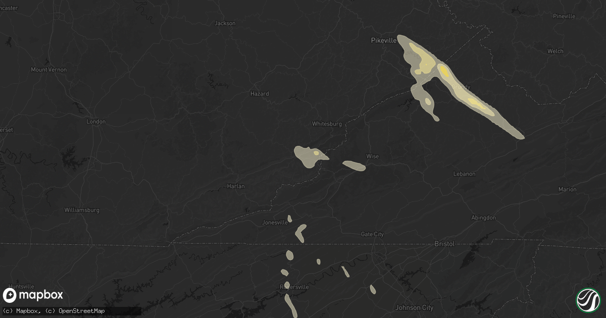 Hail map in Benham, KY on September 5, 2026