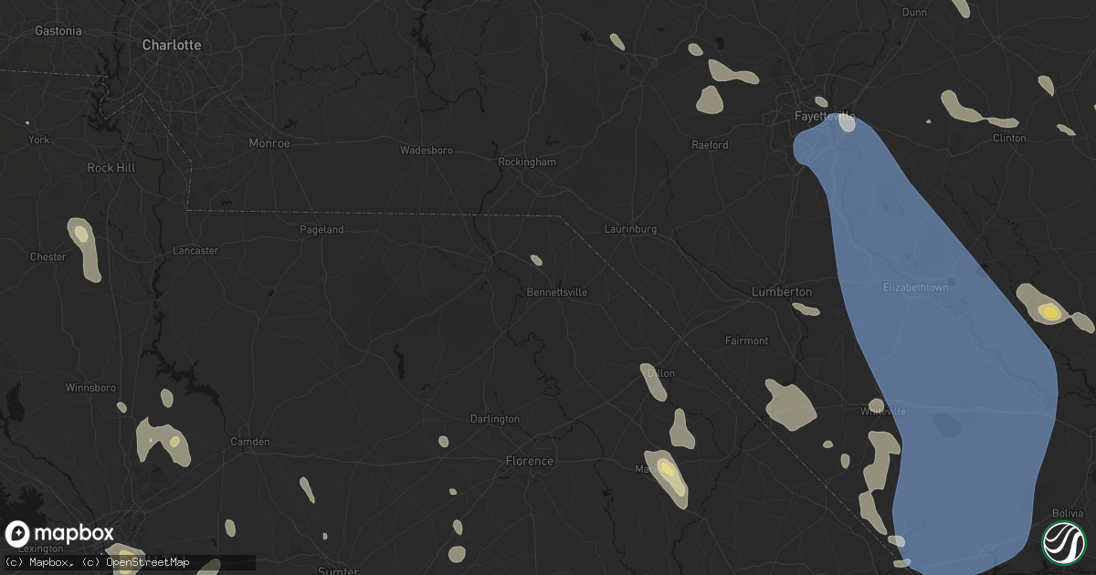 Hail map in Bennettsville, SC on September 5, 2026