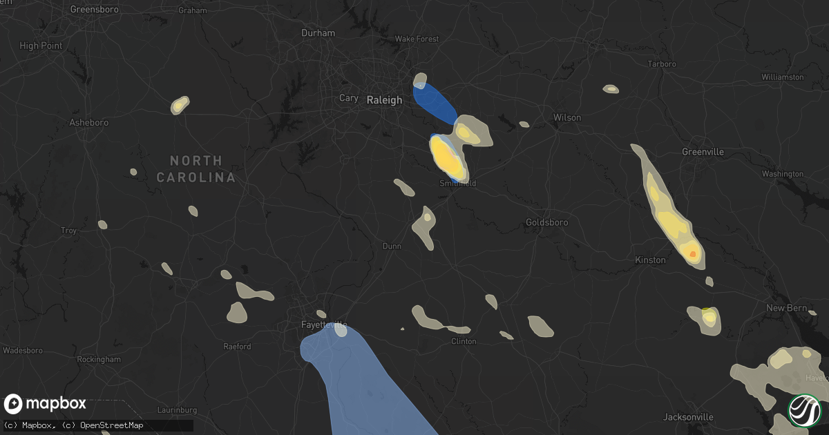 Hail map in Benson, NC on September 5, 2026