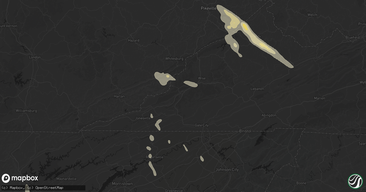Hail map in Big Stone Gap, VA on September 5, 2026