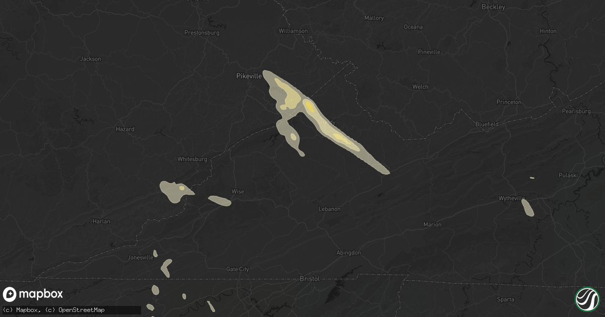 Hail map in Birchleaf, VA on September 5, 2026