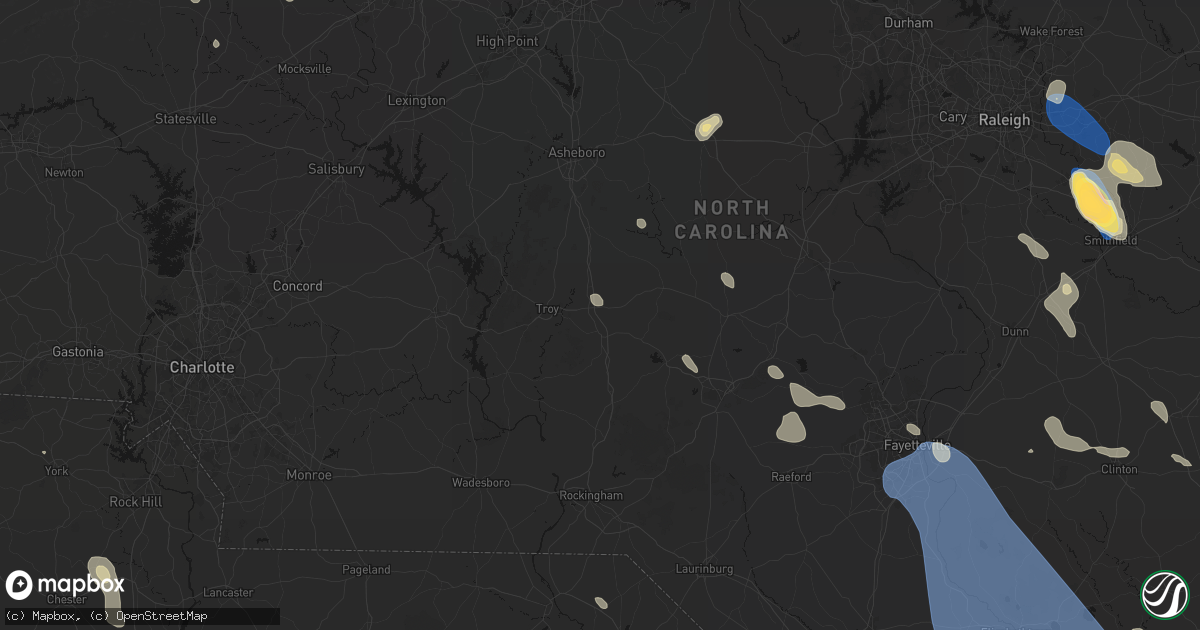 Hail map in Biscoe, NC on September 5, 2026
