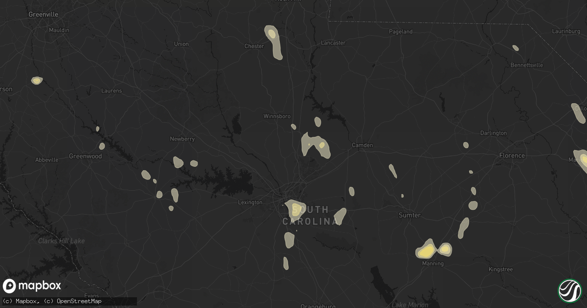 Hail map in Blythewood, SC on September 5, 2026