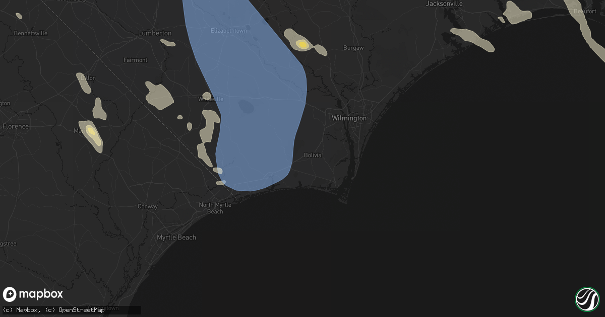 Hail map in Bolivia, NC on September 5, 2026