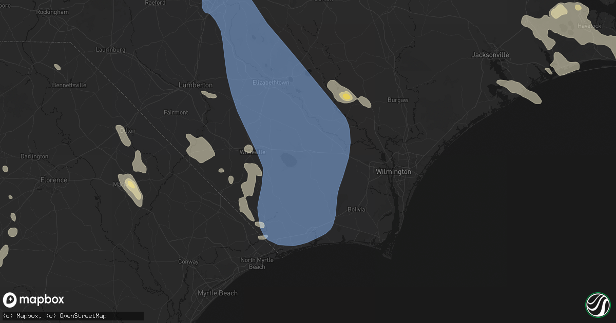 Hail map in Bolton, NC on September 5, 2026