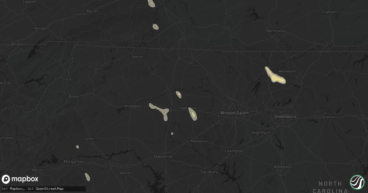Hail map in Boonville, NC on September 5, 2026