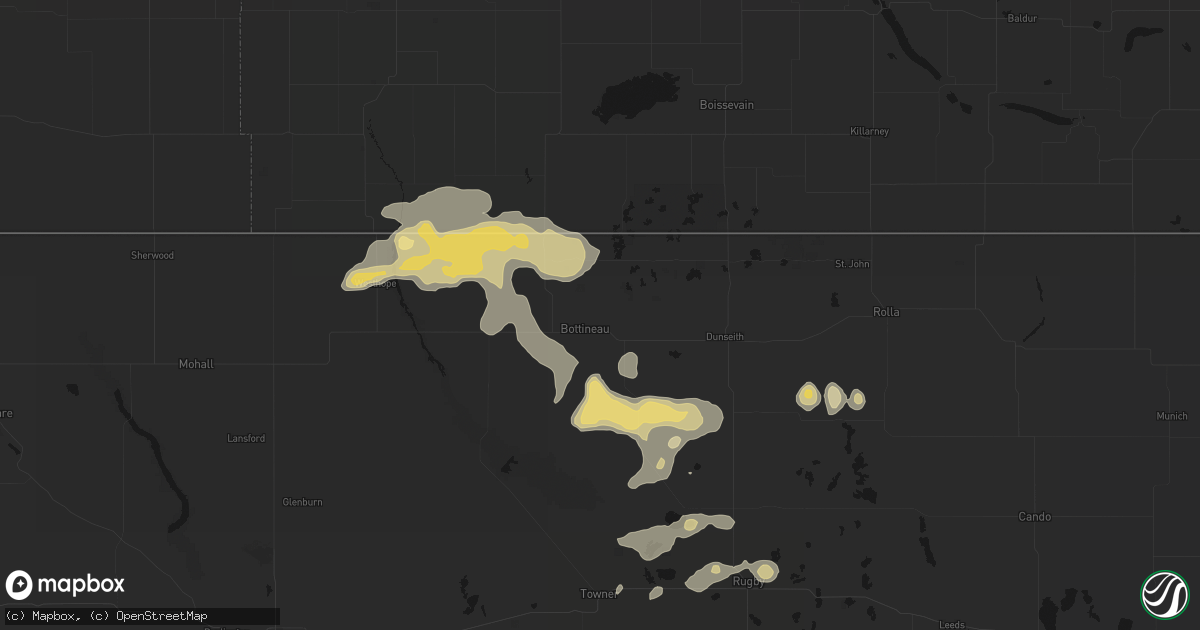 Hail map in Bottineau, ND on September 5, 2026