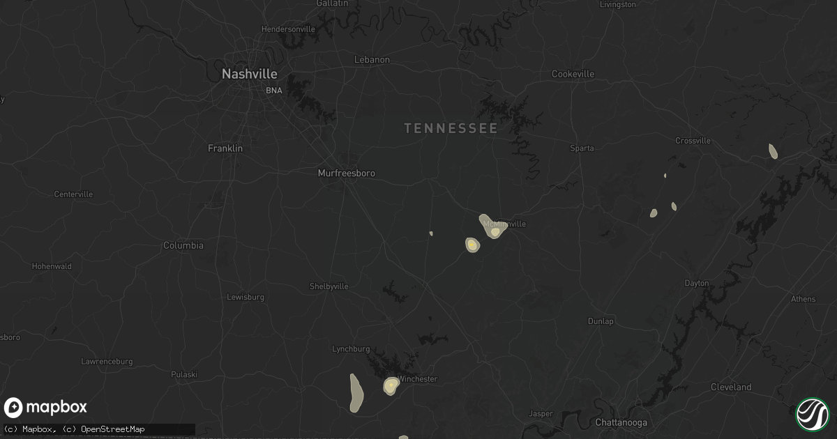 Hail map in Bradyville, TN on September 5, 2026