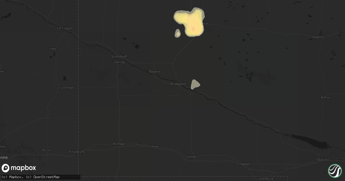 Hail map in Bridgeport, NE on September 5, 2026