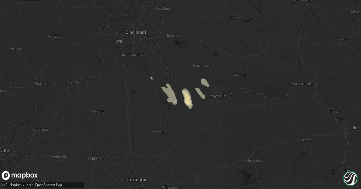 Hail map in Brooksville, KY on September 5, 2026