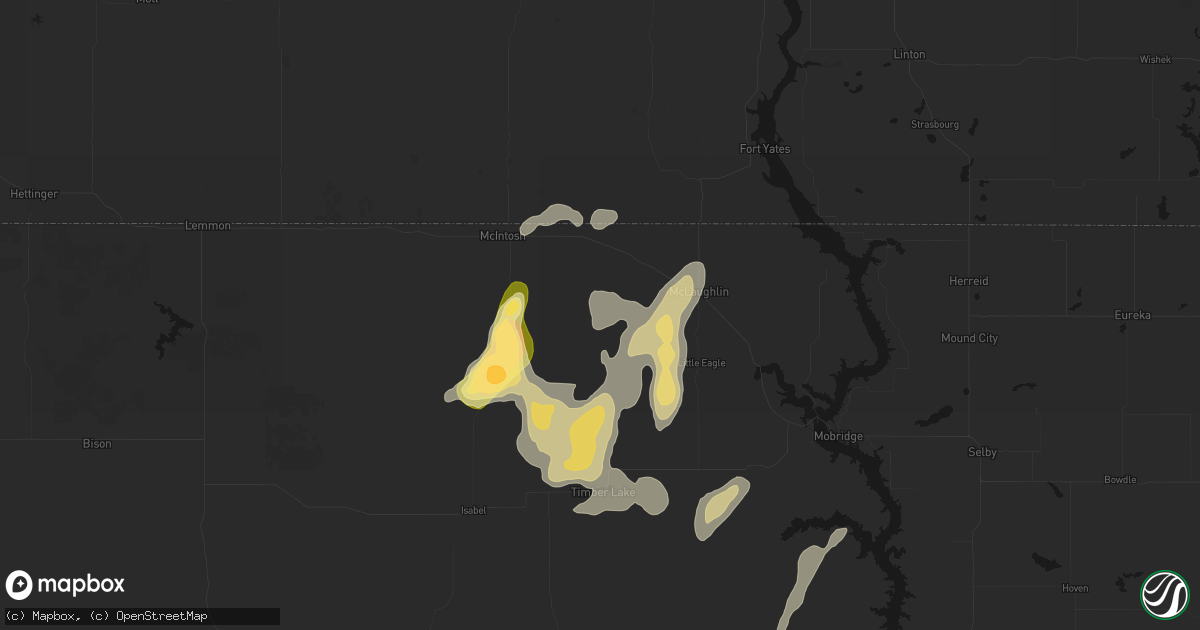 Hail map in Bullhead, SD on September 5, 2026