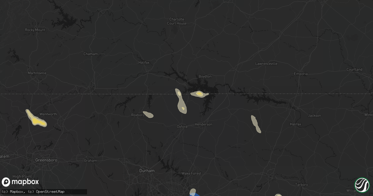 Hail map in Bullock, NC on September 5, 2026