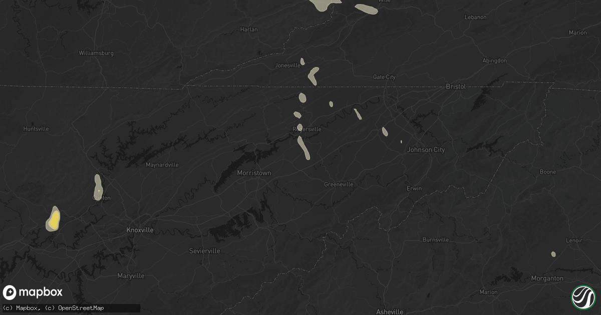Hail map in Bulls Gap, TN on September 5, 2026