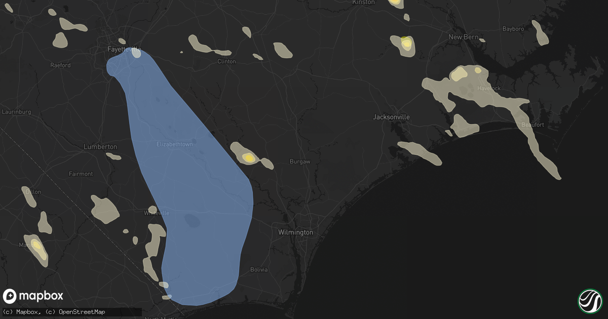 Hail map in Burgaw, NC on September 5, 2026