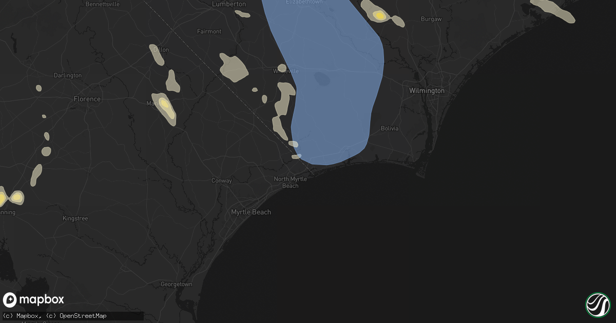 Hail map in Calabash, NC on September 5, 2026