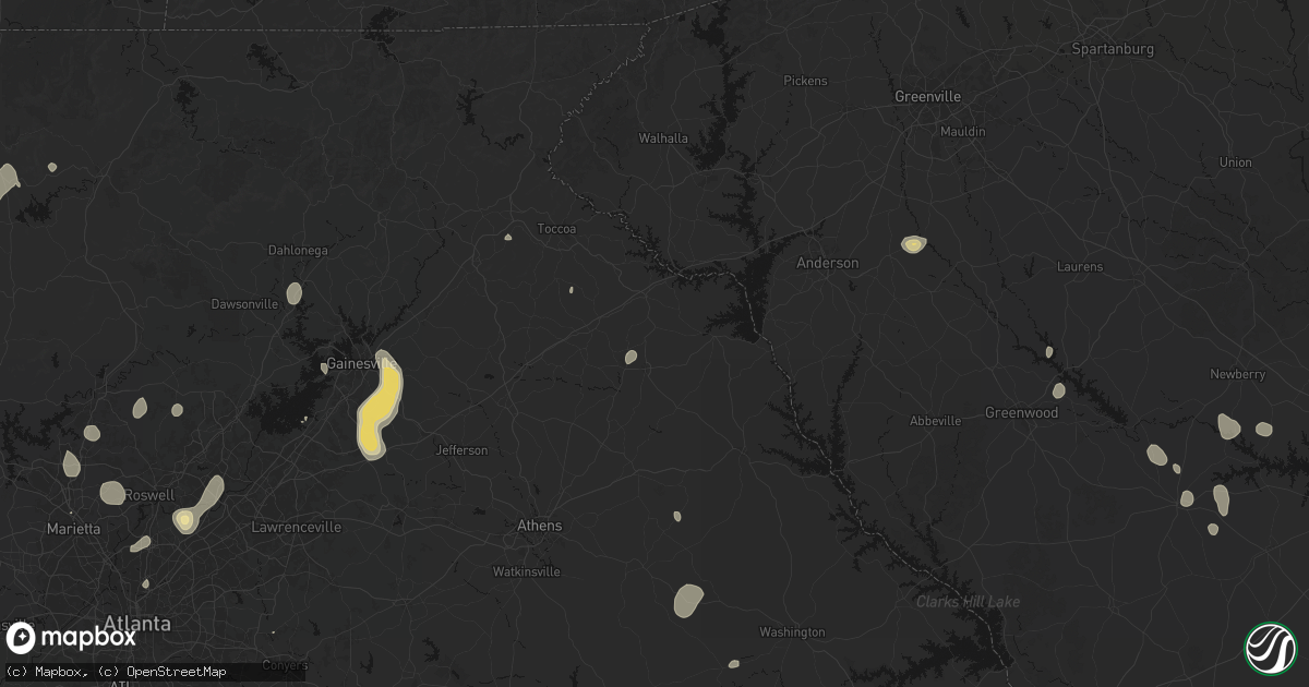 Hail map in Canon, GA on September 5, 2026