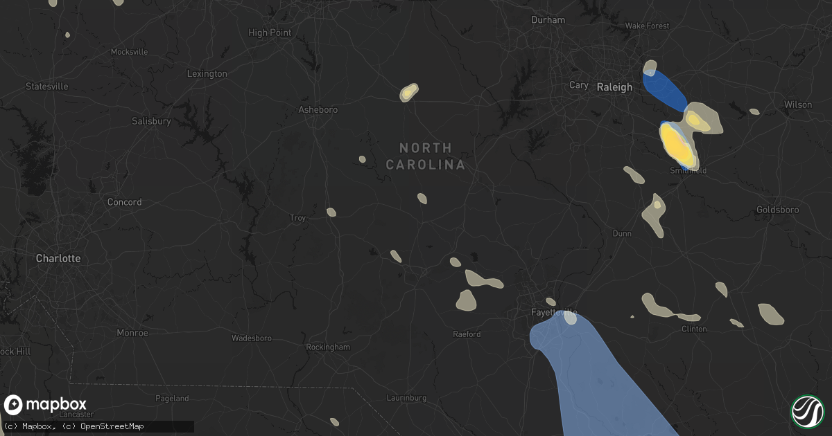 Hail map in Carthage, NC on September 5, 2026