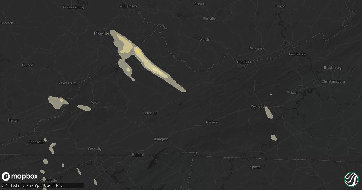 Hail map in Cedar Bluff, VA on September 5, 2026
