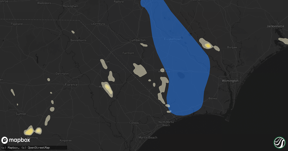 Hail map in Cerro Gordo, NC on September 5, 2026
