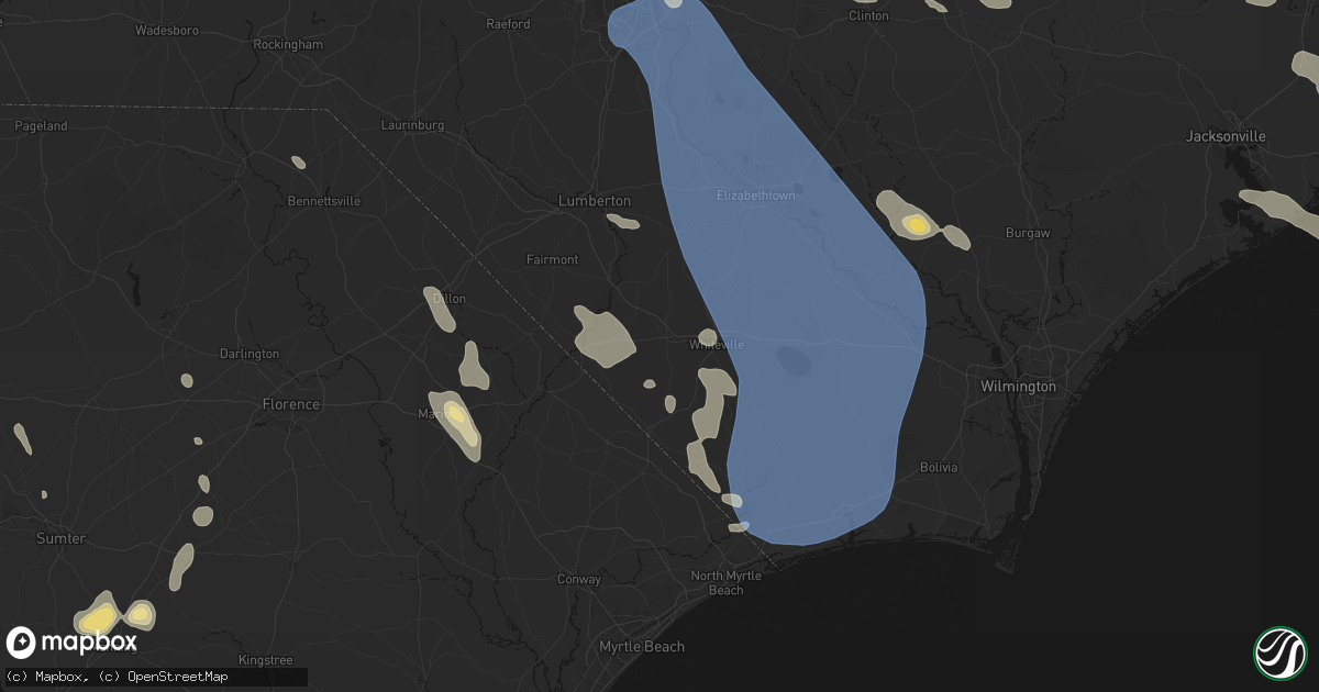 Hail map in Chadbourn, NC on September 5, 2026