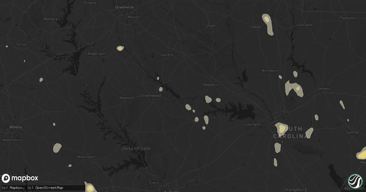 Hail map in Chappells, SC on September 5, 2026