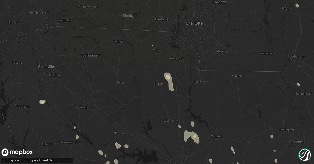 Hail map in Chester, SC on September 5, 2026