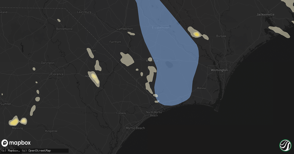 Hail map in Clarendon, NC on September 5, 2026
