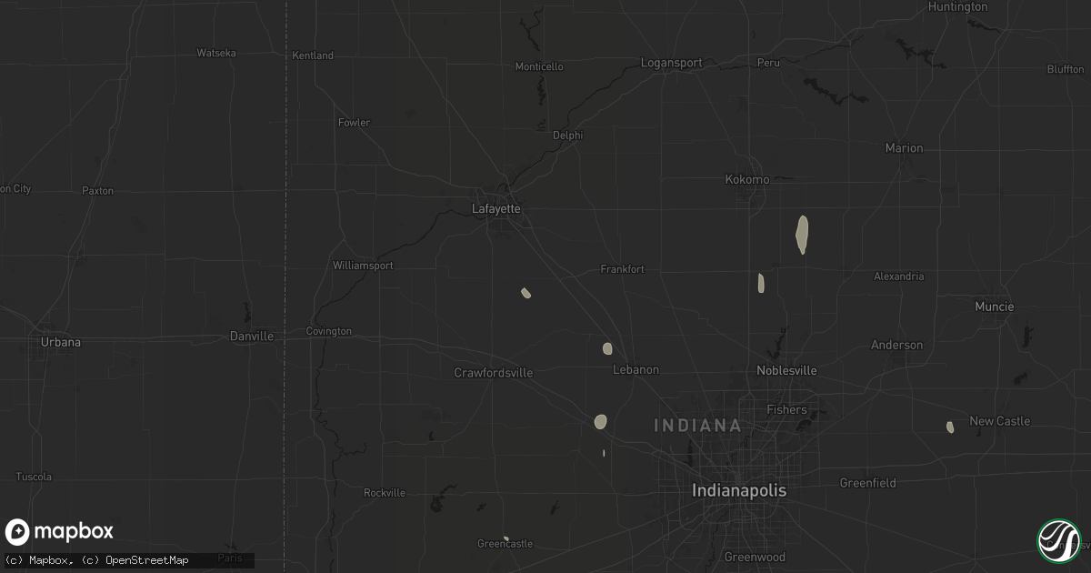 Hail map in Clarks Hill, IN on September 5, 2026
