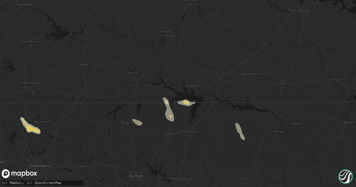 Hail map in Clarksville, VA on September 5, 2026